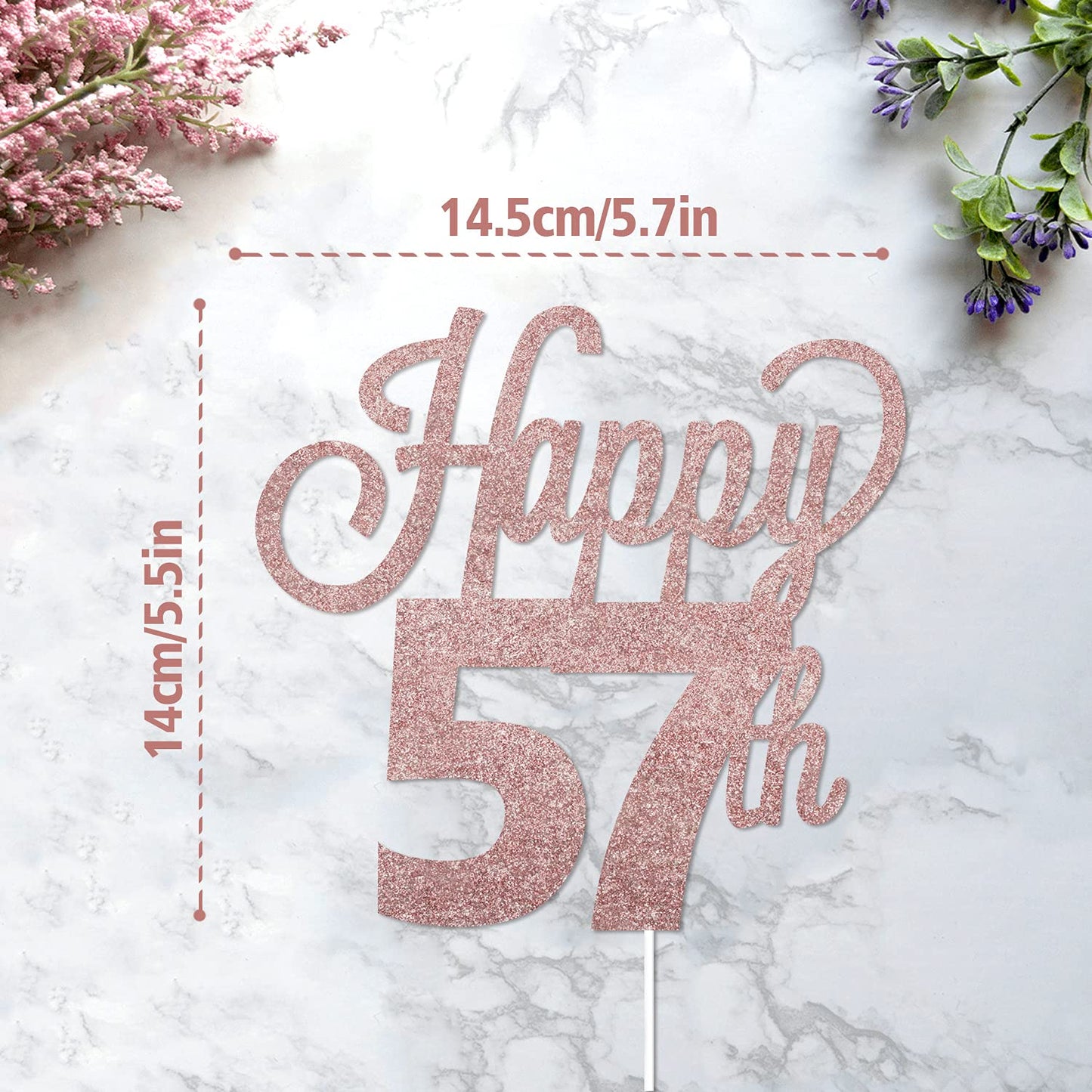 Lingteer Happy 57Th Birthday Cake Topper - Cheers To 57Th Birthday 57 Years Old Birthday Party Cake Decorations Sign.