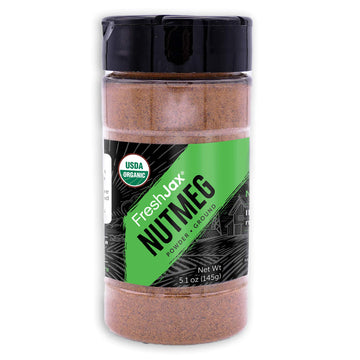 Freshjax Ground Organic Nutmeg, Certified Organic And Kosher (Large Bpa-Free Bottle 5.1 Oz) Gluten-Free