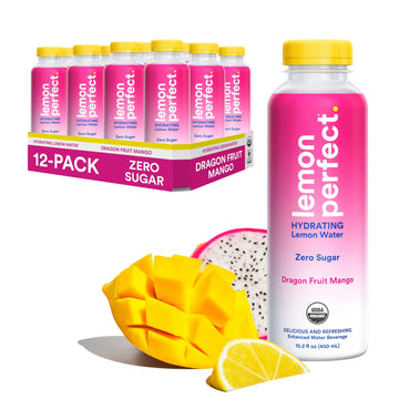 Lemon Perfect Dragon Fruit Mango, Hydrating Flavored Lemon Water, Zero Sugar, Delicious and Refreshing, Organic, 15.2 fl oz Bott