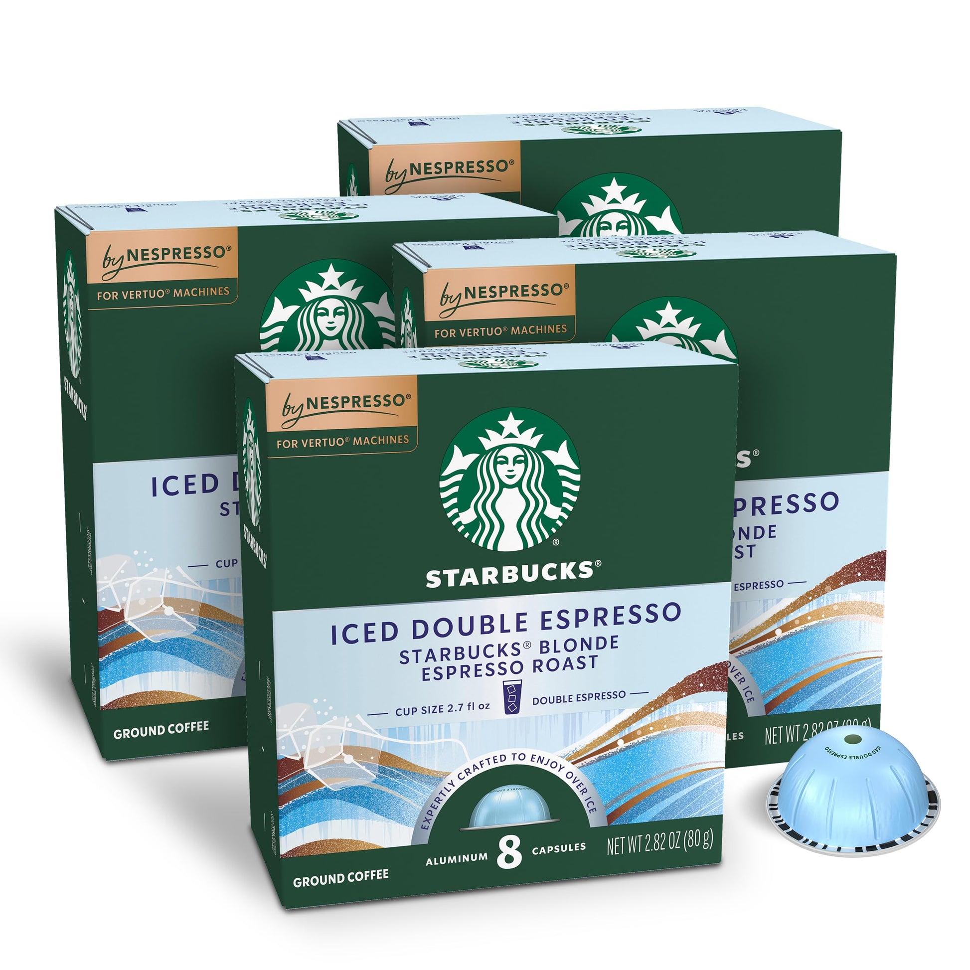 Starbucks By Nespresso Vertuo  Iced Blond Roast Coffee  32-Count Coffee Pods  Brews 2.7 Oz.