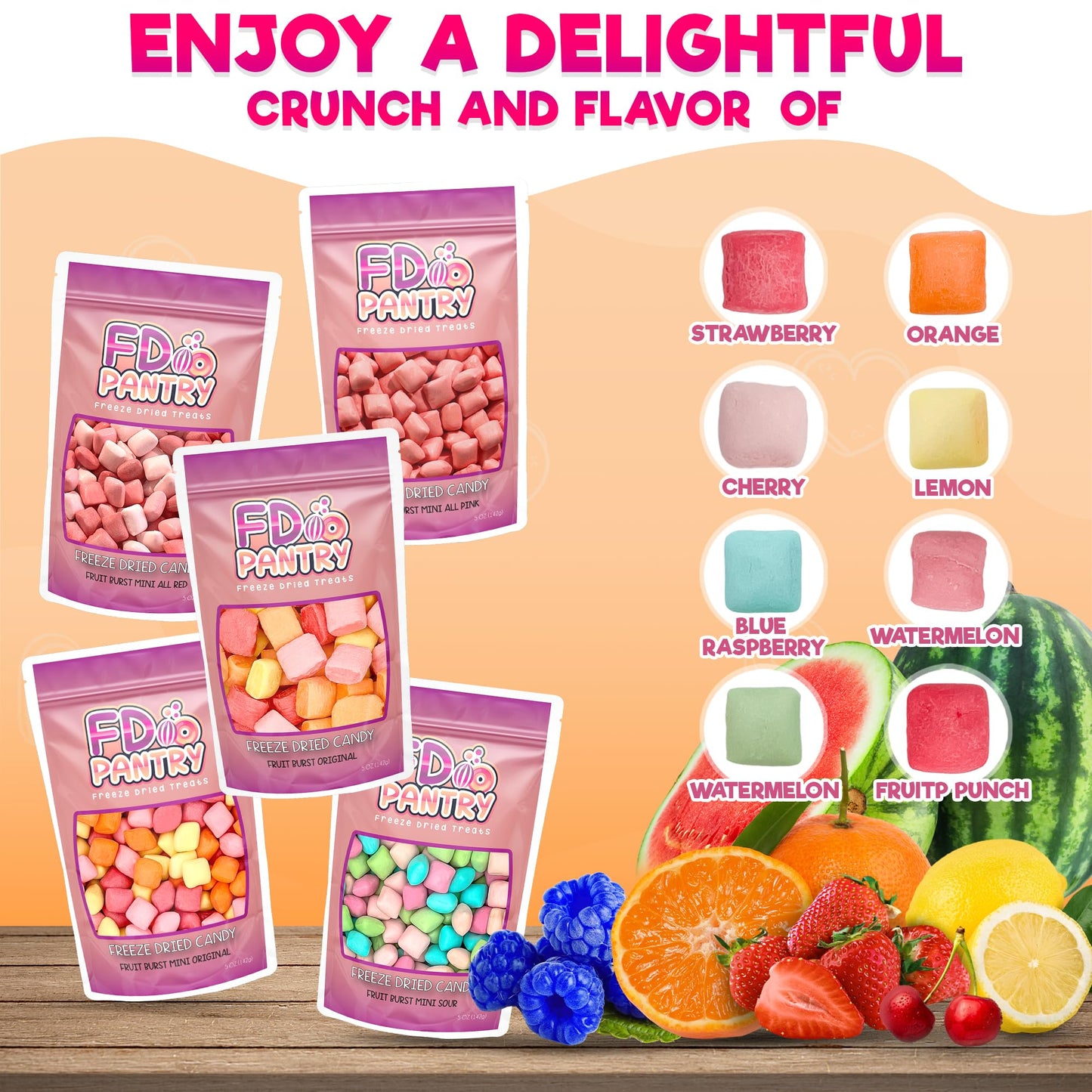 Freeze Dried Candy Variety Pack 5oz (5 Pack) - Freeze Dried Candy Bulk, Original, Mini Original, All Pinks, All Reds, Sour Assor