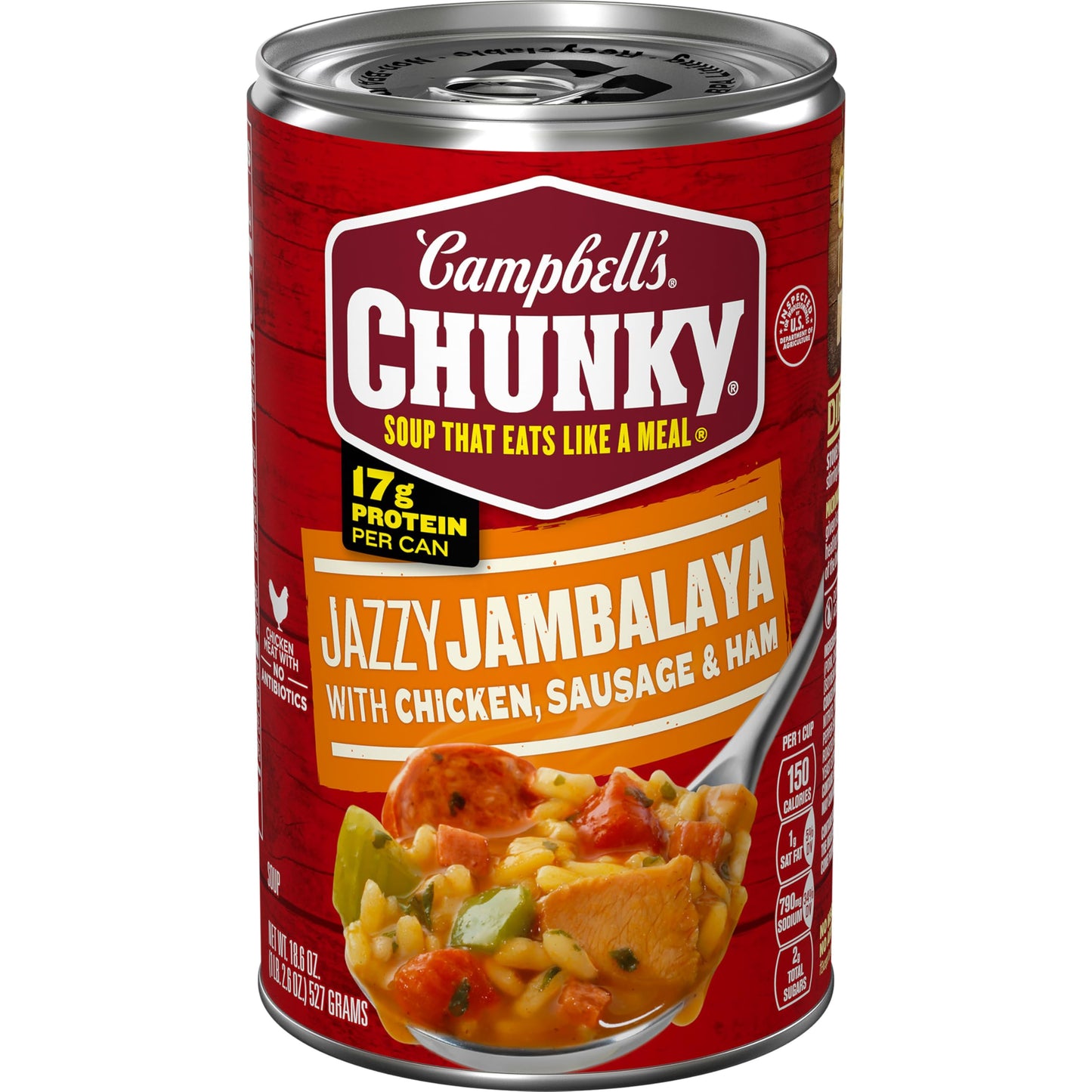 Campbells Chunky Soup, Jazzy Jambalaya with Chicken, Sausage and Ham Soup, 18.6 Oz Can