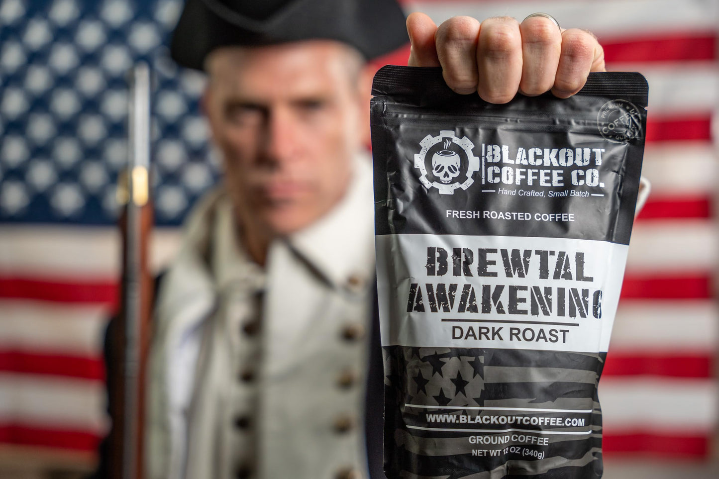 Blackout Coffee Brewtal Awakening Dark Roast Whole Bean Coffee, High Caffeine, 12oz Bag, American Made