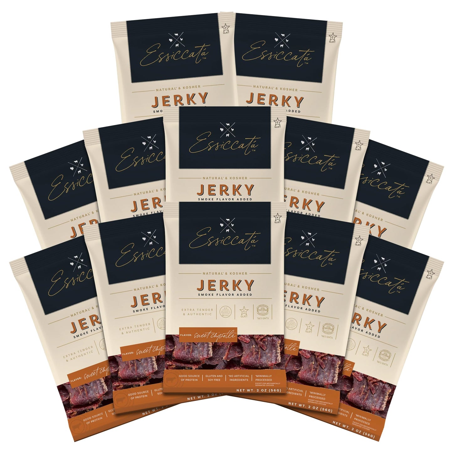 Premium Aufschnitt Beef Jerky - Extra Tender, Grass Fed, Low Sodium, 24 Pack, Sweet Chipotle