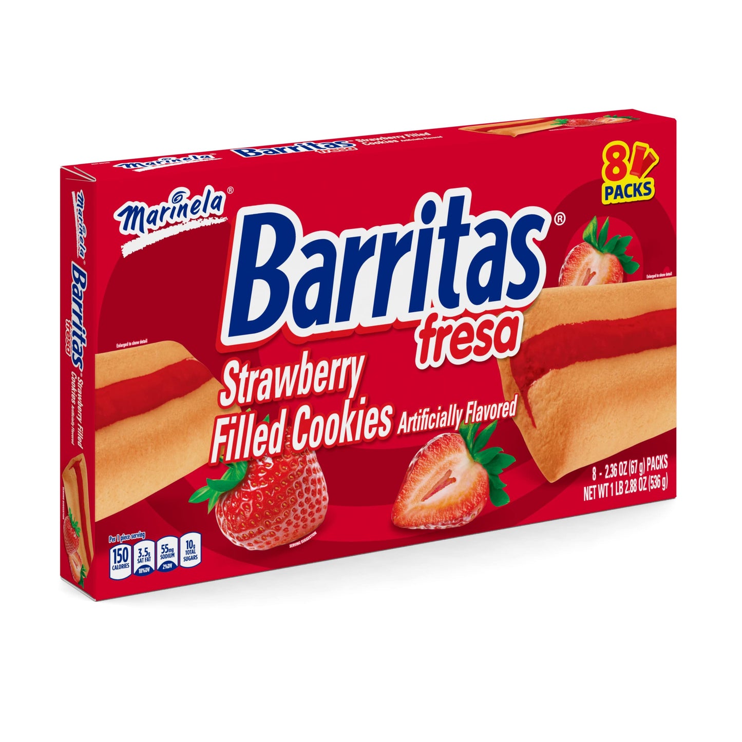 Marinela Barritas Fresa Filled Cookies, 8 packs, 18.88 oz