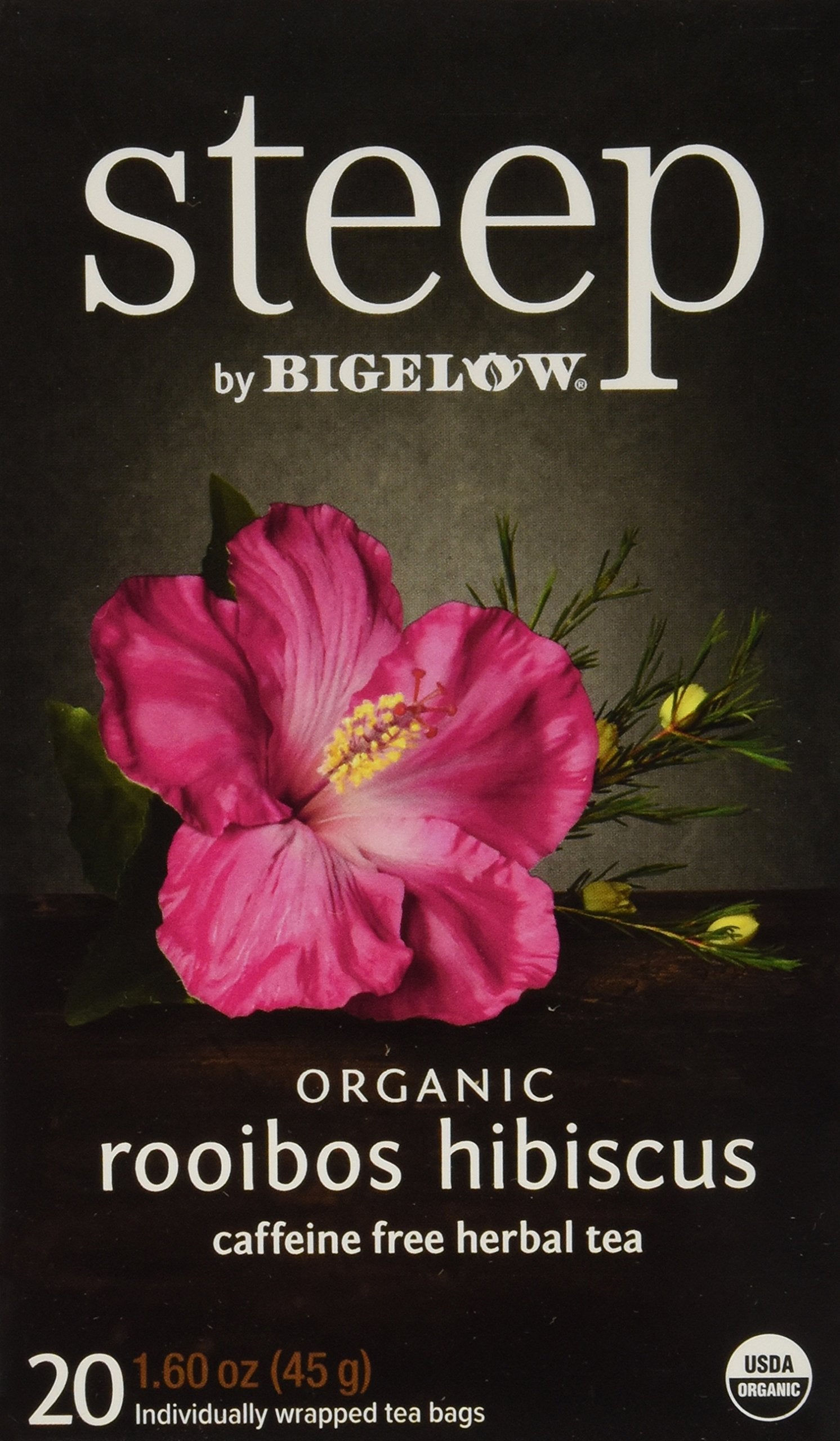 Bigelow Tea Organic Rooibos Hibiscus Herbal Tea, Caffeine-Free, 20 Count (Pack of 6), 120 Tea Bags Total