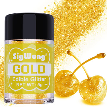 Gold Edible Glitter - 5g Food Grade Cake Decorating Shimmering Glitter, Edible Sprinkle Luster Dust for Drinks, Chocolates, Fond