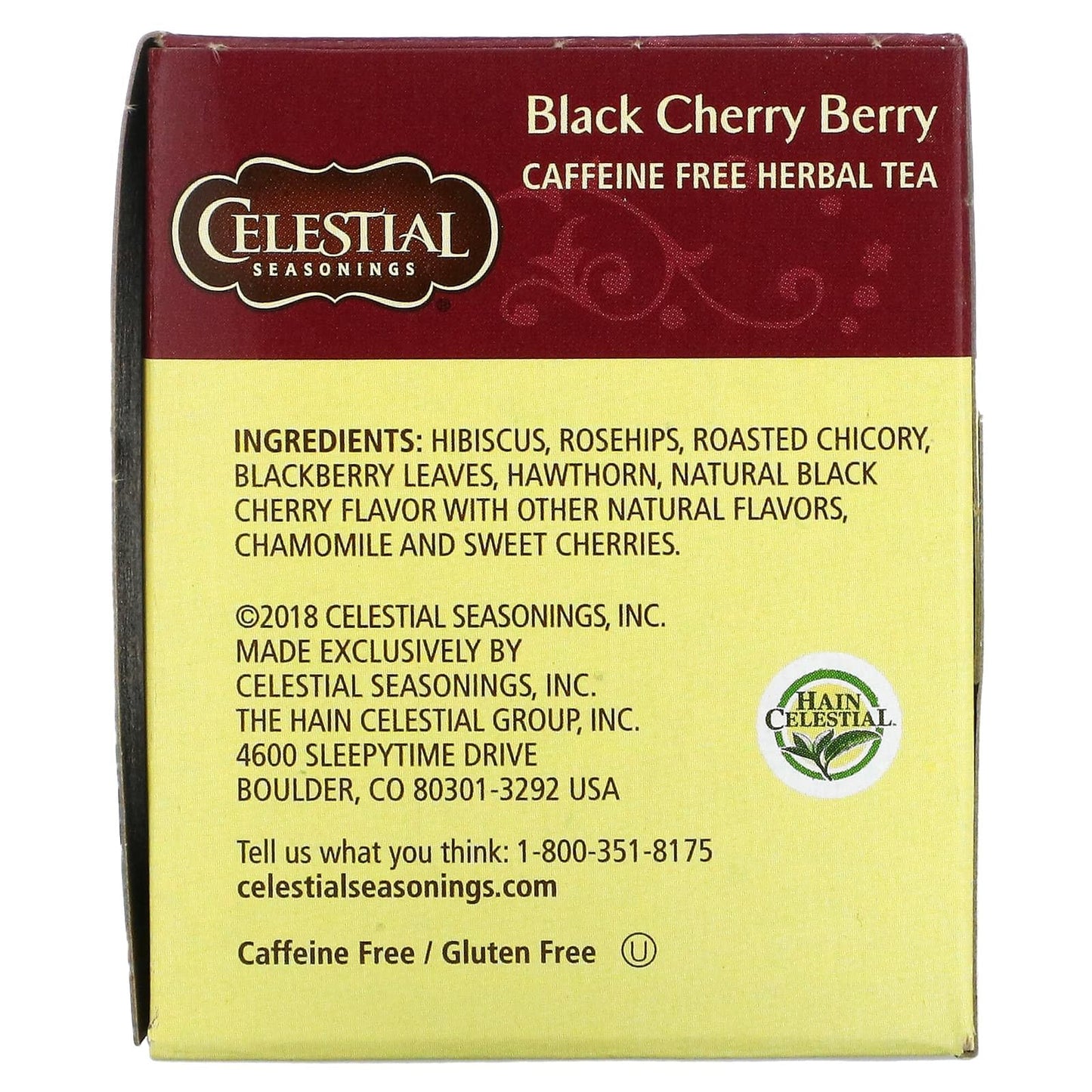 Celestial Seasonings Black Cherry Berry Tea Bags, 20 Count, Pack of 2, Herbal Blend