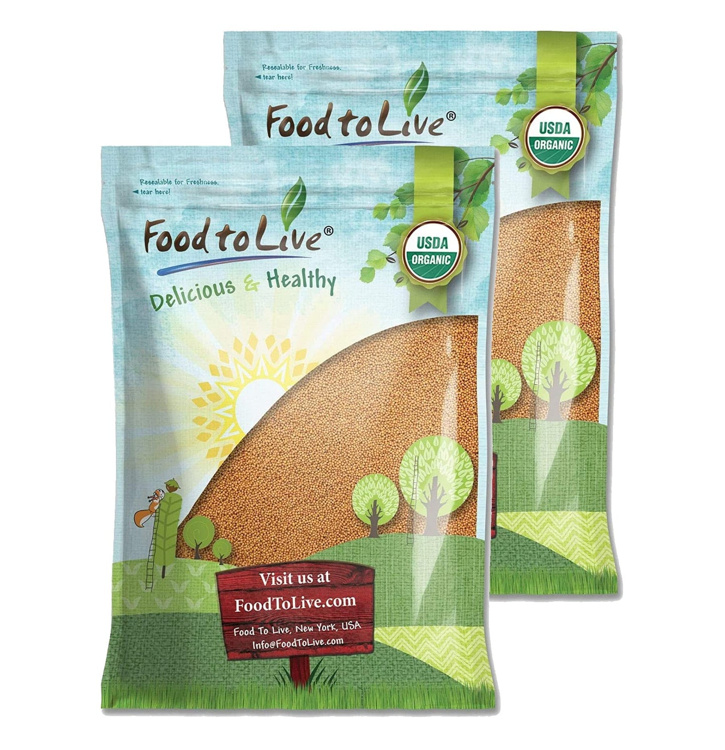 Food to Live - Organic Yellow Mustard Seeds, 20 Pounds - Non-GMO, Whole Dried Spice, Vegan, Kosher, Bulk. Spicy, Pungent Flavor.