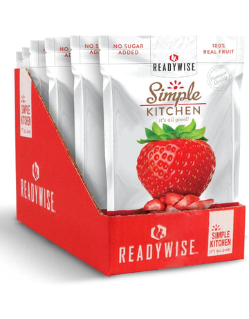 Readywise - Simple Kitchen, Freeze-Dried Strawberries, 24 Servings, 6 Pack, Vegetarian, Gluten Free, Snacks, Strawberries, Dried
