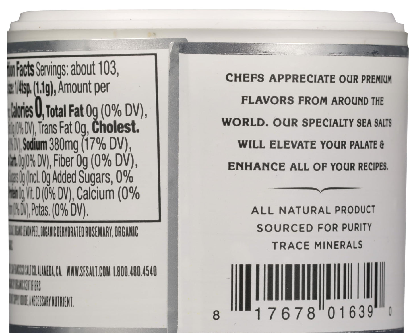 SAN FRANCISCO SALT CO Organic Rosemany Lemon Sea Salt, 4 OZ