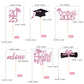 Gexolenu 36 Pcs Class Of 2025 Graduation Cupcake Toppers, Pink Glitter Double-Sided Grad Cap Cake Picks For Party Supplies, Deco