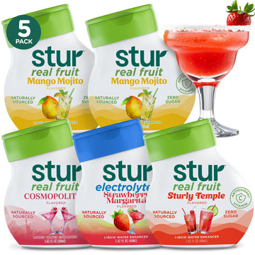 Stur Liquid Water Enhancer | Mocktail Variety Pack | Naturally Sweetened | Sugar Free | Zero Calories | Keto | Vegan | 5 Bottles  Makes 120 Drinks