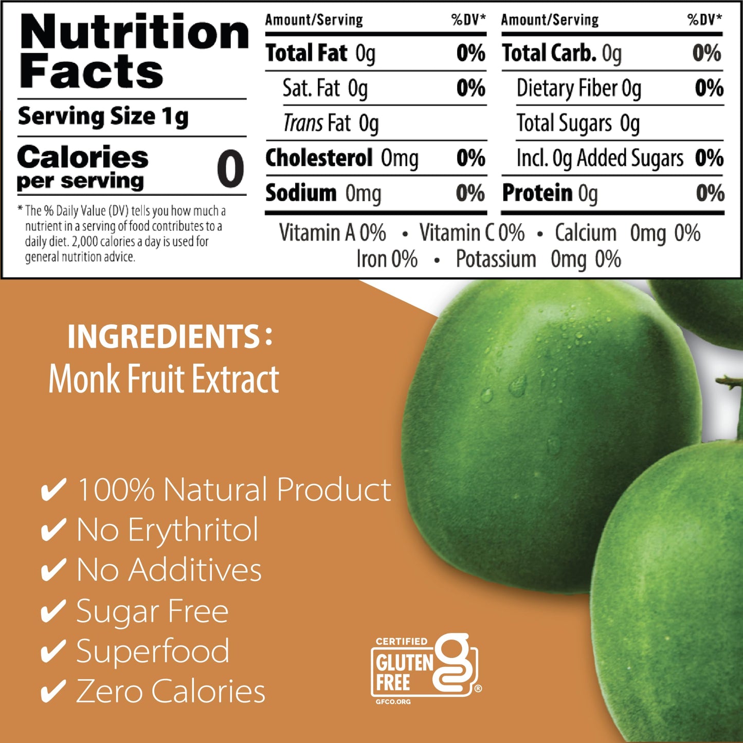 Julian Bakery Pure Monk | v25% Monk Fruit Extract | Sweetener | Sugar Free | 3.5oz | 100 Servings