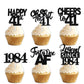 18pcs Black Glitter Happy 41st Dessert Cupcake Topper Pick for Funny Legend Since 1984 Theme Decor Supplies Men Women Happy 41 B