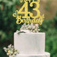 43 Birthday Cake Toppers - Gold Glitter, 43rd Birthday Decorations, Cake Toppers for Men & Women
