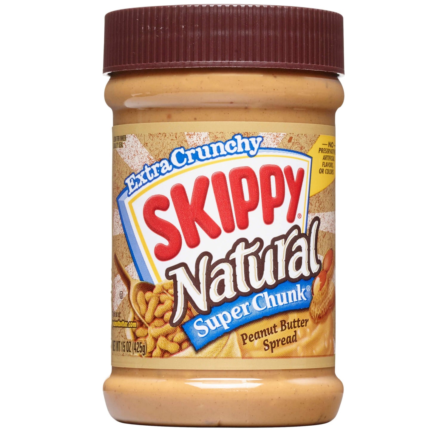 SKIPPY Natural Super Chunk Peanut Butter Spread, 15 Ounce, Pack of 12