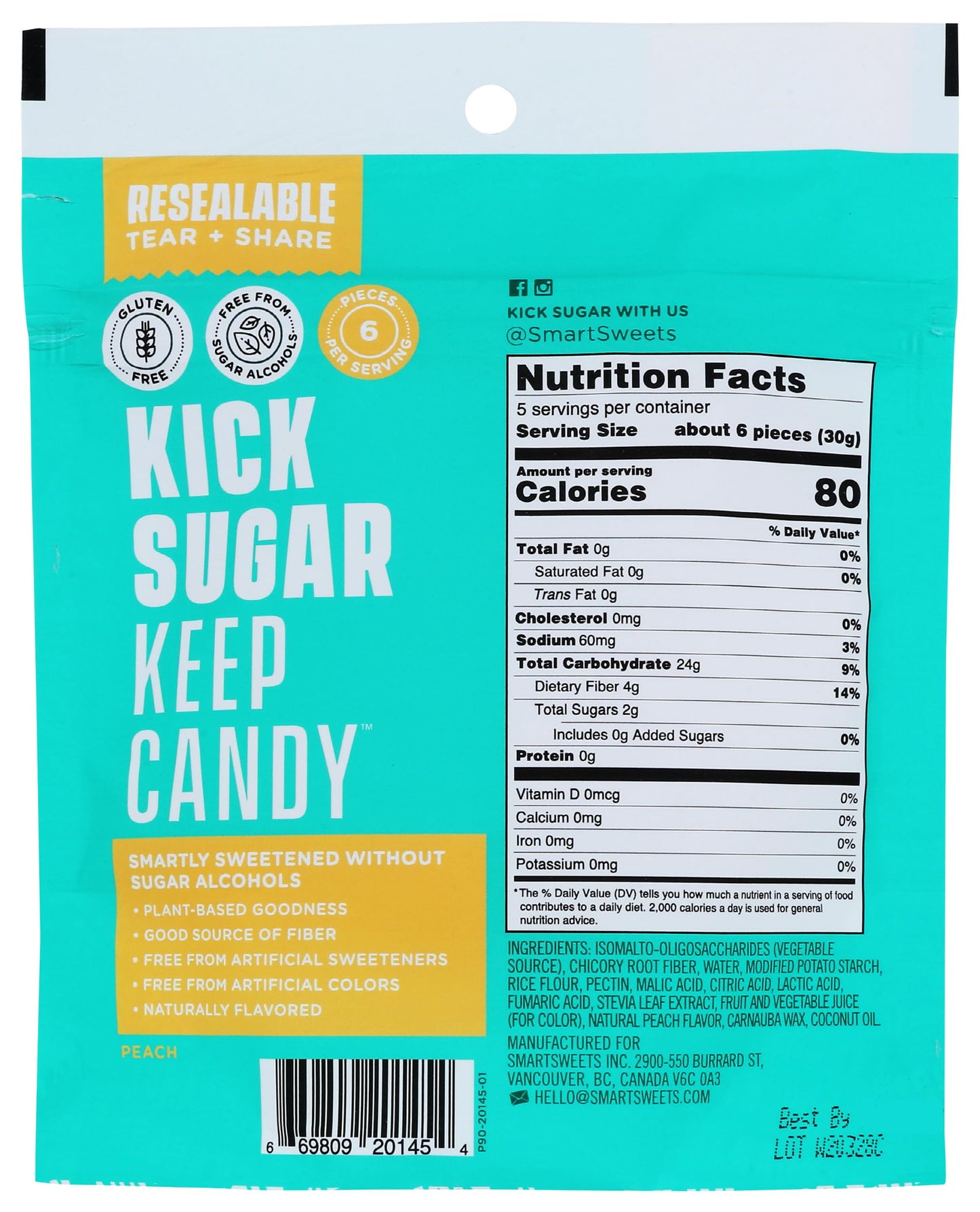 SMART SWEETS Peach Rings, 5.3 OZ