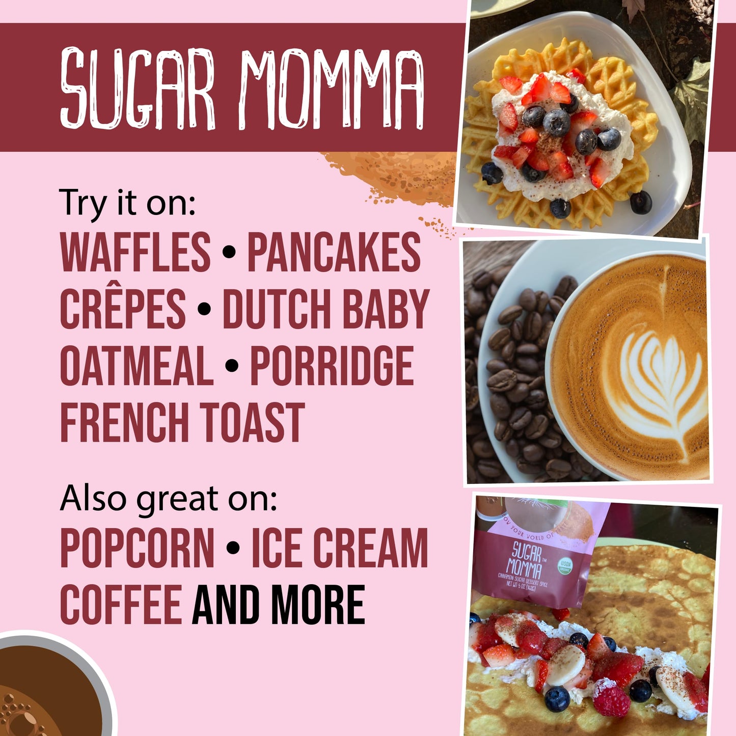 Flavor Seed Sugar Momma Organic Cinnamon Sugar Dessert Spice. Gluten Free Sweet Seasonings And Spices For Cooking & Baking. Garn
