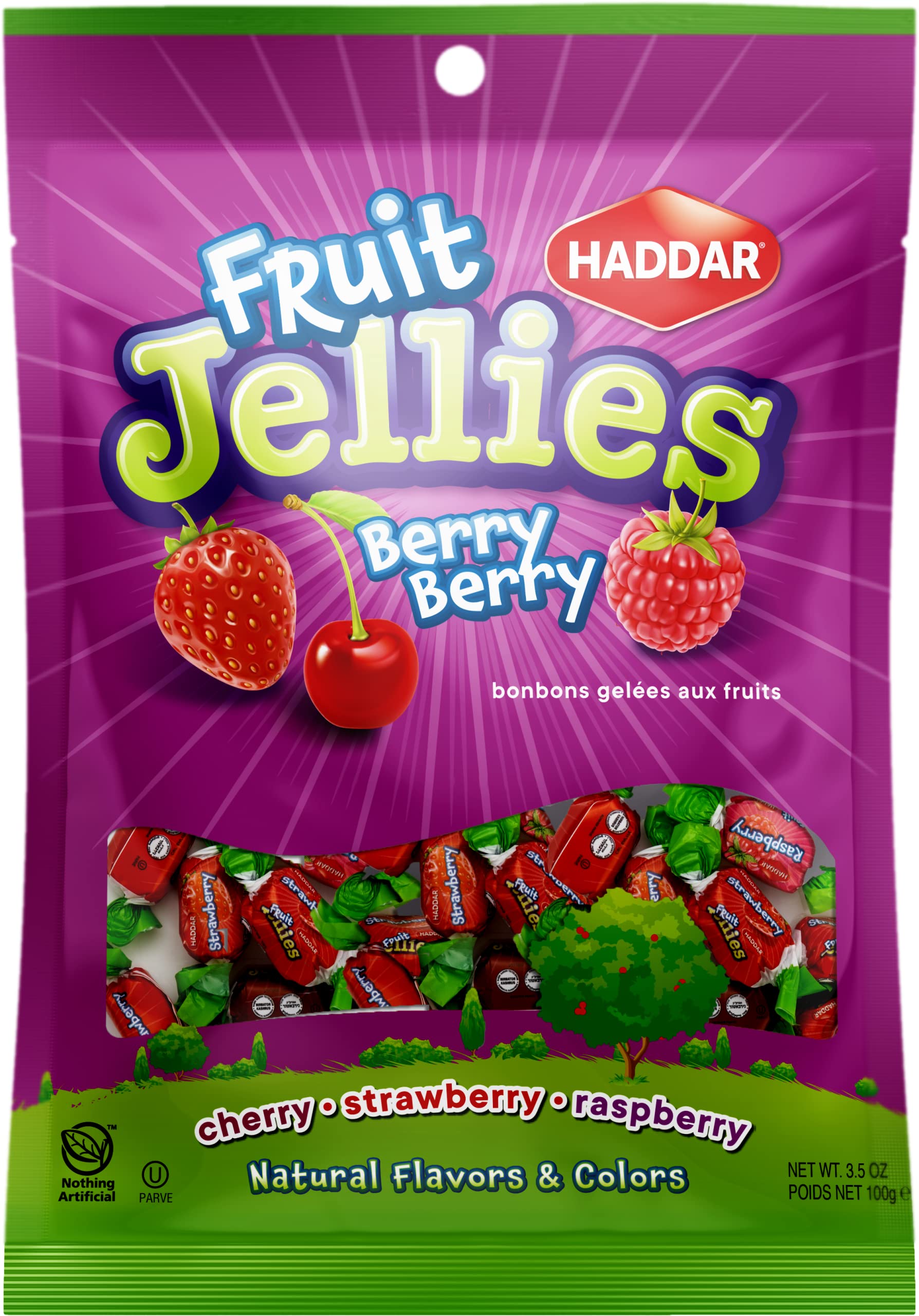 Haddar Berry Fruit Jellies, Gluten Free, Kosher, 7oz, Natural Colors & Flavorings