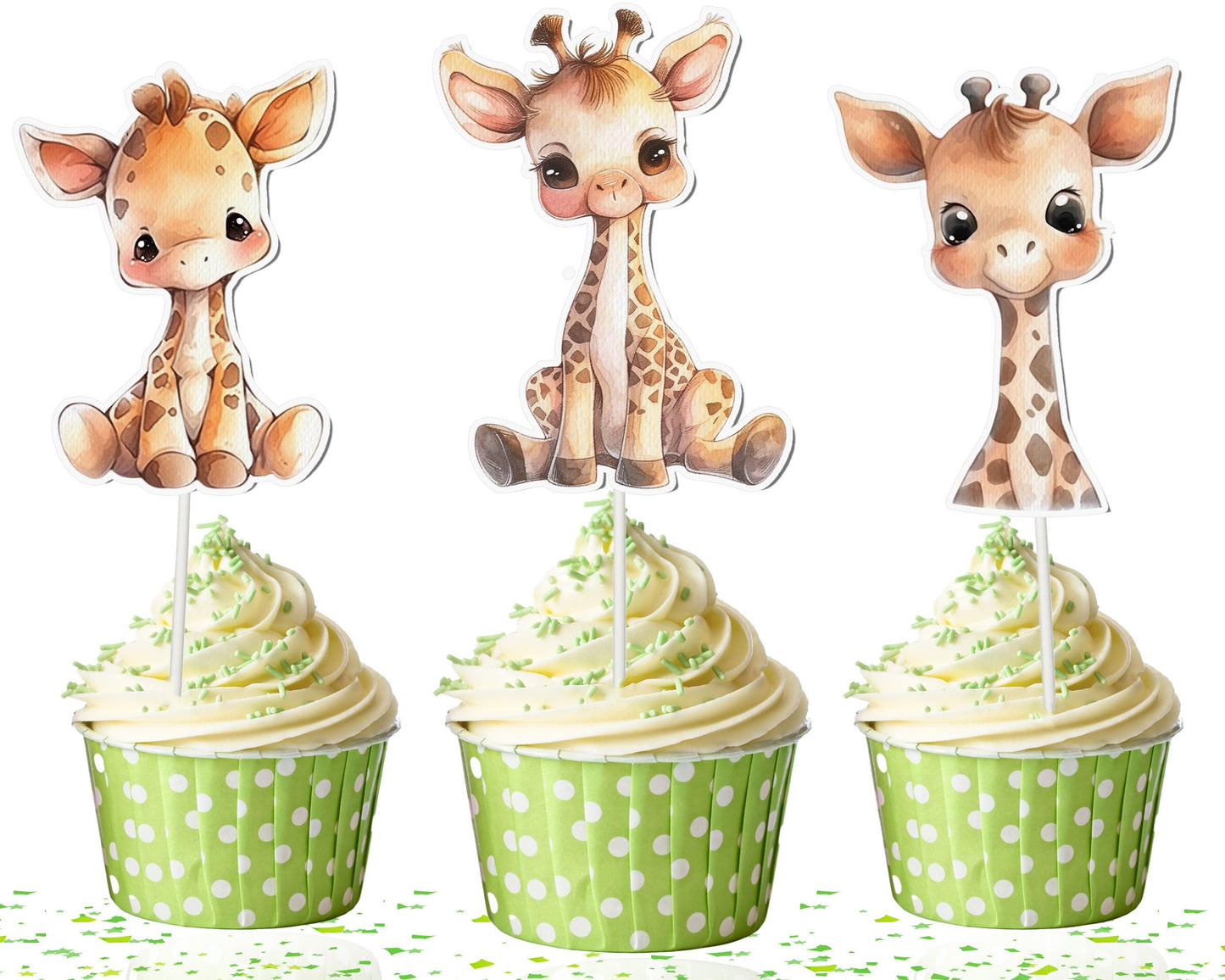 10 Pcs Party Giraffe Jungle Animal Cupcake Toppers - Add A Touch Of Wild Elegance To Your Treats!