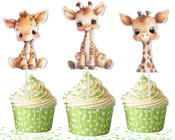 10 Pcs Party Giraffe Jungle Animal Cupcake Toppers - Add A Touch Of Wild Elegance To Your Treats!