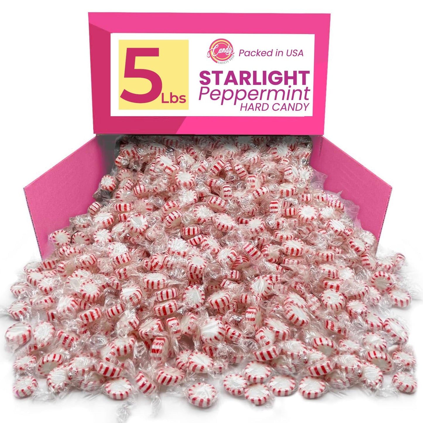 Starlight Mints Individually Wrapped 5Lbs Pack - Bulk Peppermint Candy, 400+ Hard Mint Candy - Holiday Mints Bulk Individually W
