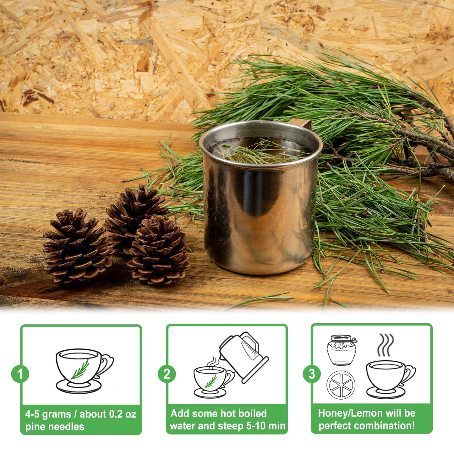 TEARELAE Pine Needle Tea - 100% Pure Natural Dried - Caffeine-free - 5oz - Green