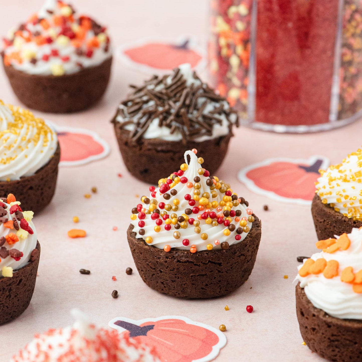 Sweets Indeed Sprinklefetti Fall 6-Cell Sprinkle Jar - 6 Assorted Fall Sprinkles (Pumpkins  Leaves  Sugar Crystals  Nonpareils  Jimmies) | Cupcake & Cake Decorations | 6.45 oz