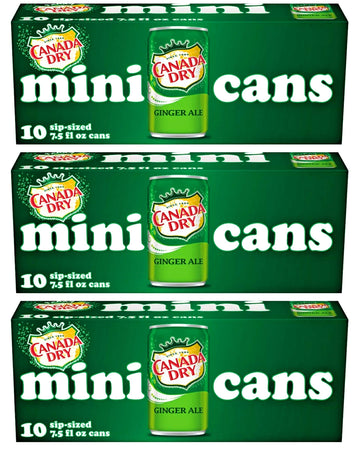 Canada Dry Ginger Ale Mini Cans - 10 Pack of 7.5 Fl Oz (Total 30 Cans)