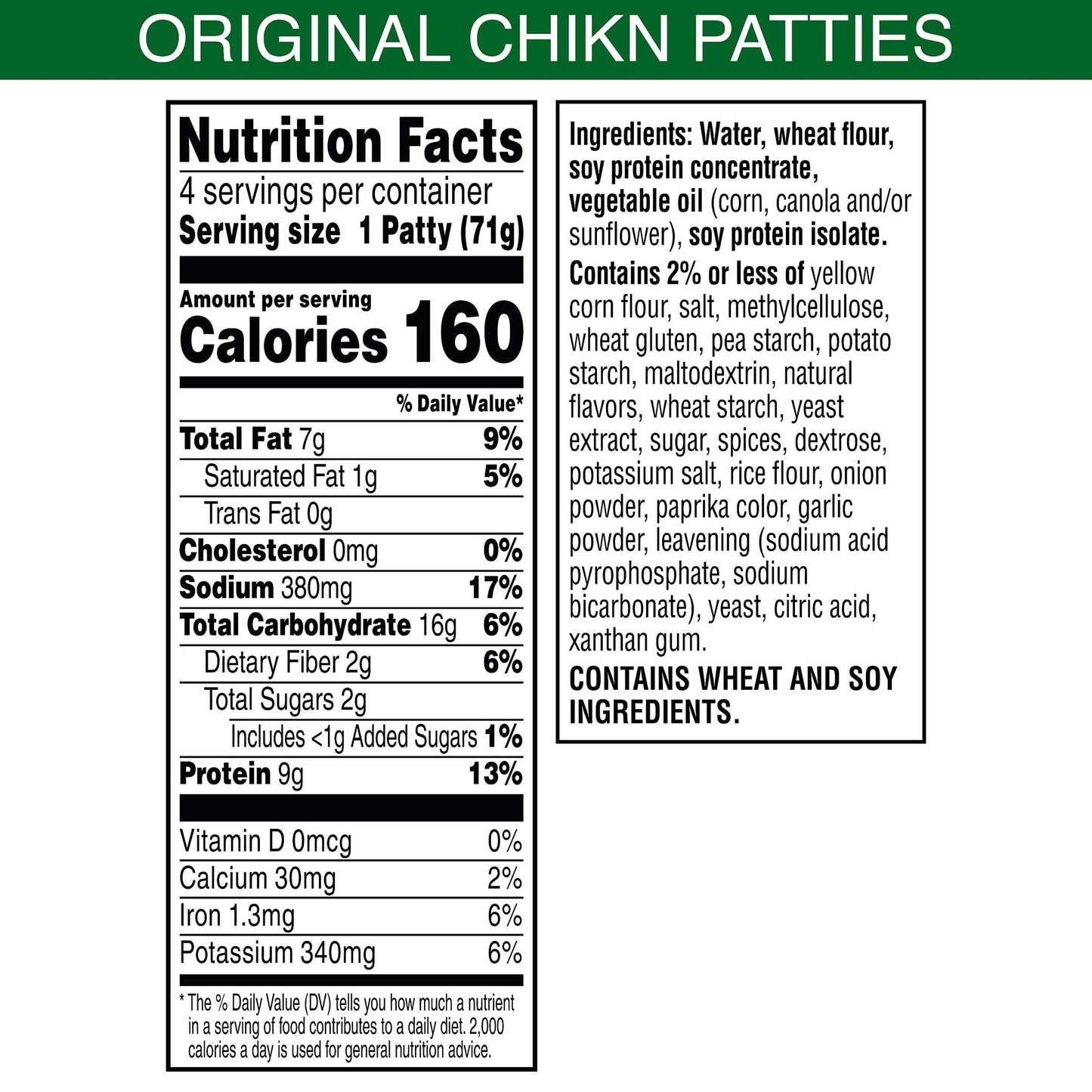 MorningStar Farms Plant Based Chikn Patties, Vegan Meat (4 Count)