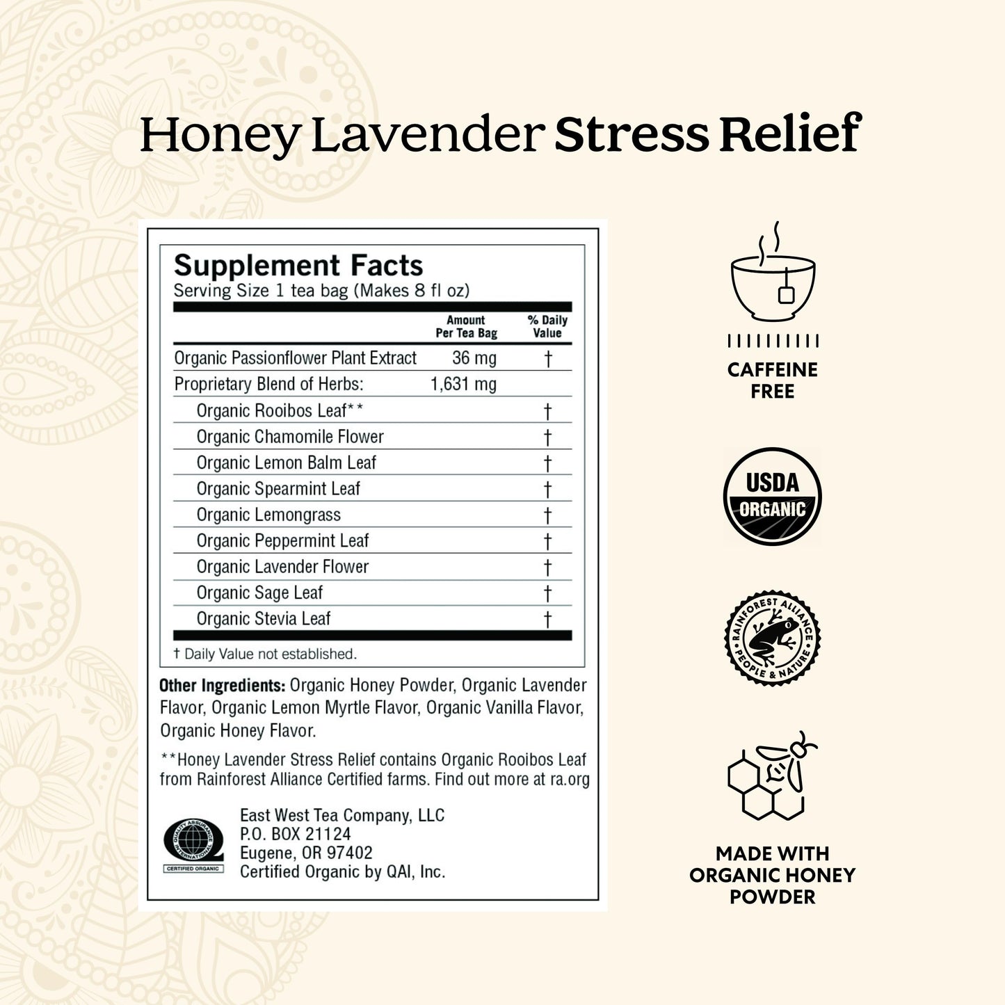 Yogi Tea Honey Lavender Stress Relief Tea - 16 Tea Bags Per Pack (6 Packs) - Organic Chamomile Lavender Tea - Includes Lemon Bal