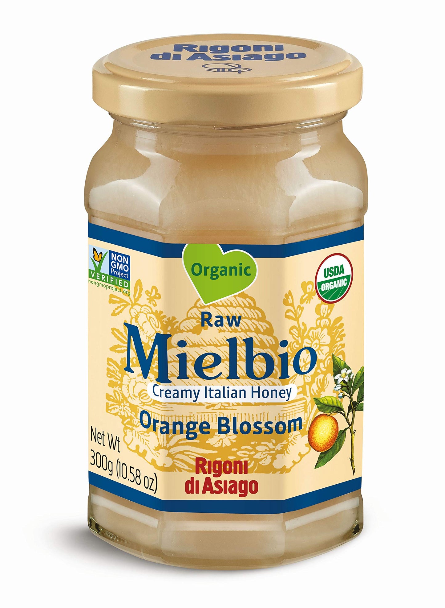 Rigoni di Asiago Organic Raw Honey, Orange Blossom, 10.58 Oz (Pack of 6)