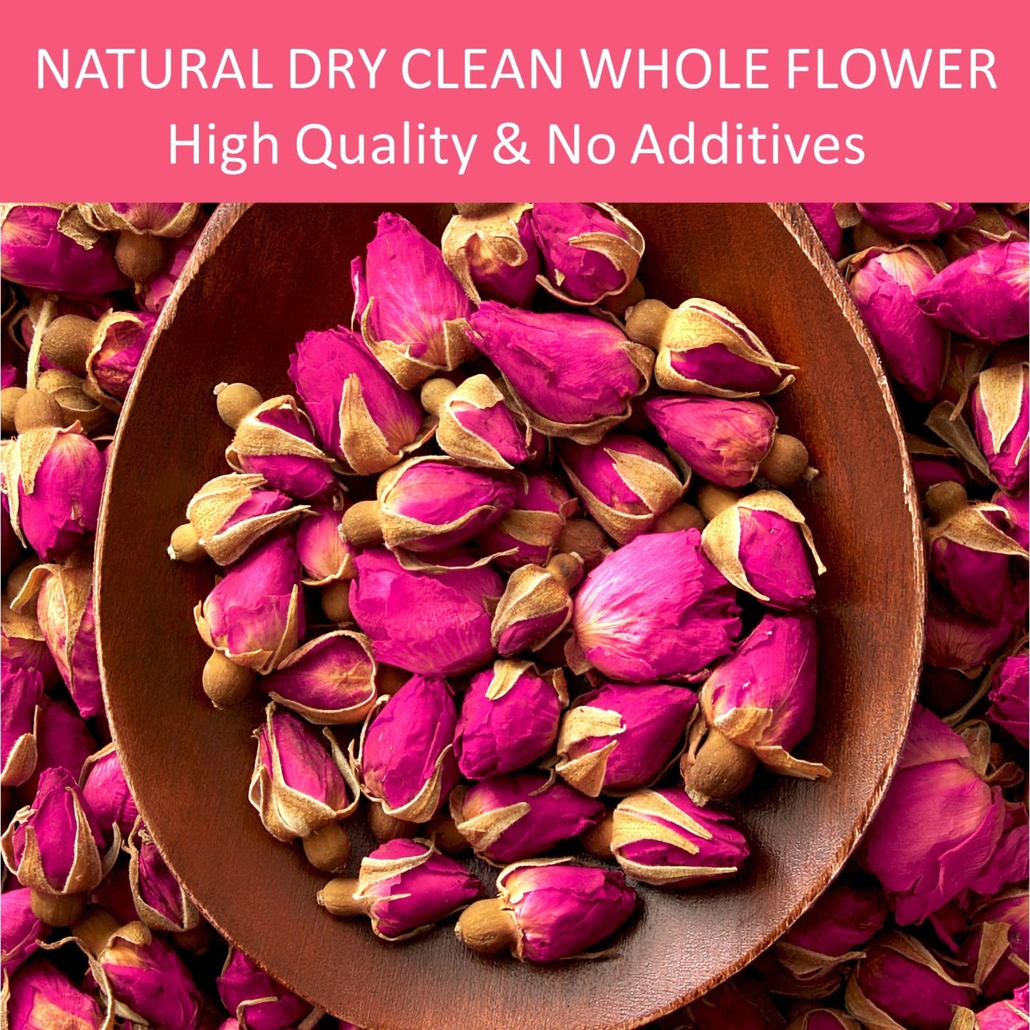Dried Rose Buds Tea, Edible Roses Whole Flowers Loose Leaf Herbs, Premium Rose Herbal Beverages, Natural Healthy Fragrant, 2.8 O