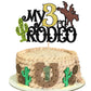 1 Pcs My 3Rd Rodeo Cake Topper Brown Glitter Cactus Third Birthday Cake Pick Decoration For Western Little Cowboy Theme Baby Sho