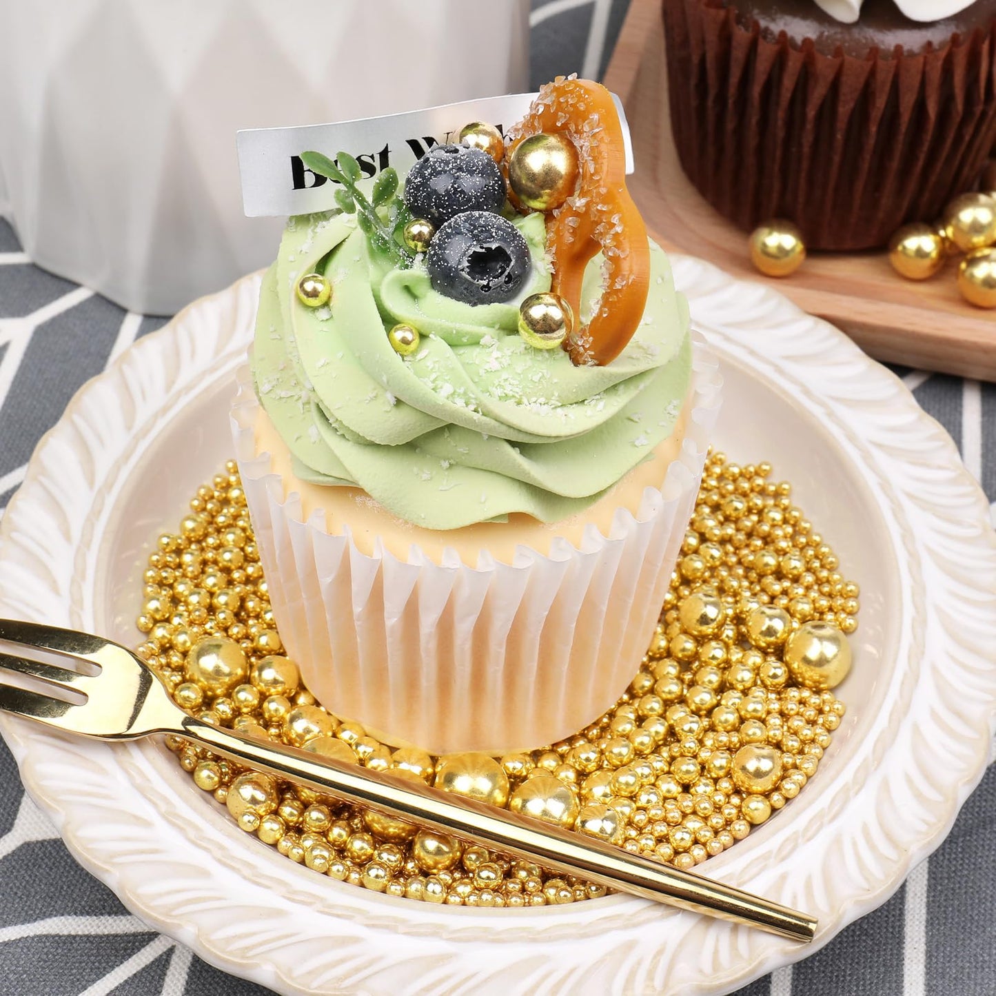 Gold Sprinkles, Edible Gold Pearl Sprinkles For Cake Decorating, 130G/4.6Oz Candy Baking Decorations, Ice Cream Toppings And Coo
