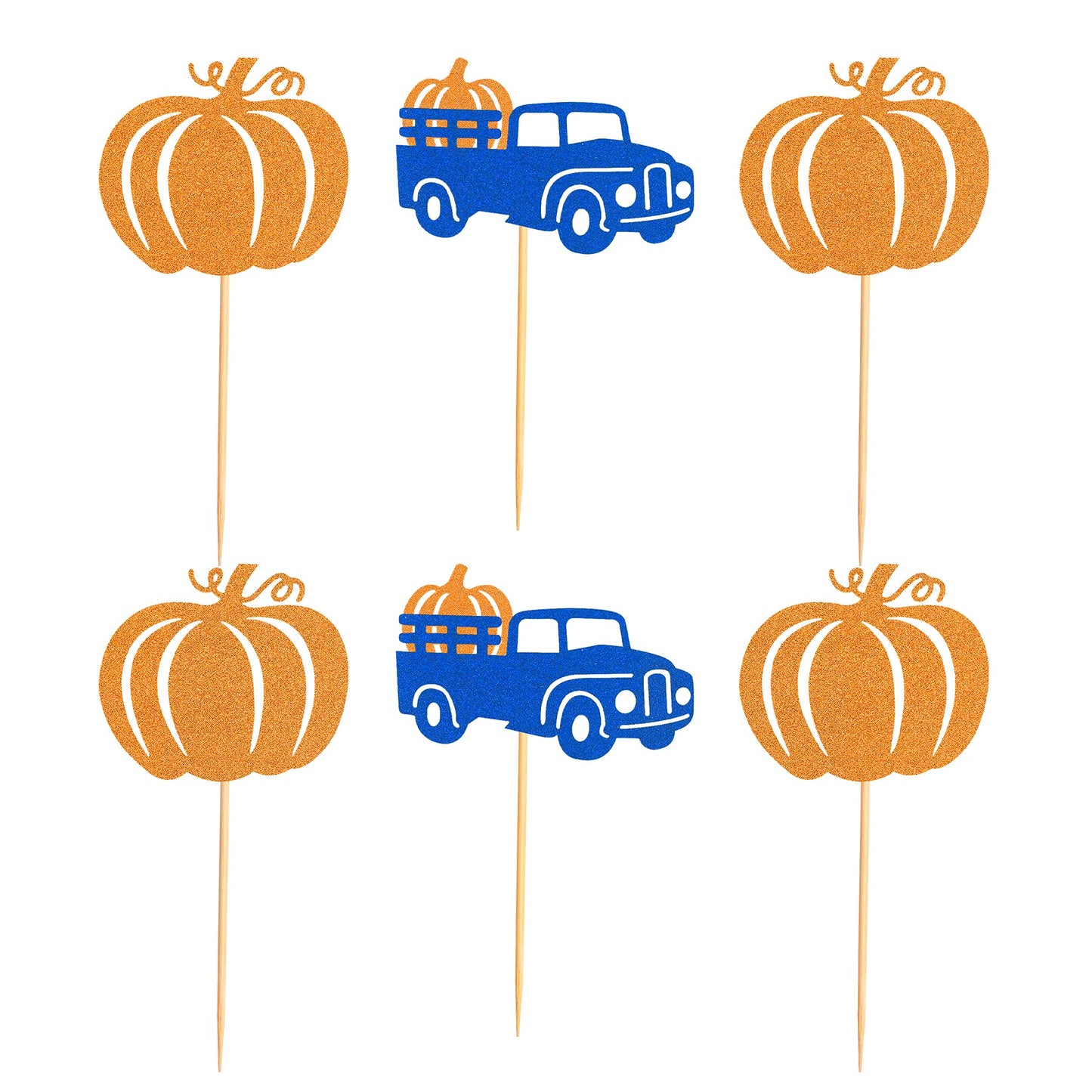 Ercadio 24 Pack Pumpkin Truck Cupcake Toppers Glitter Fall Harvest Pumpkin Cupcake Picks Decorations For Pumpkin Fall Theme Than