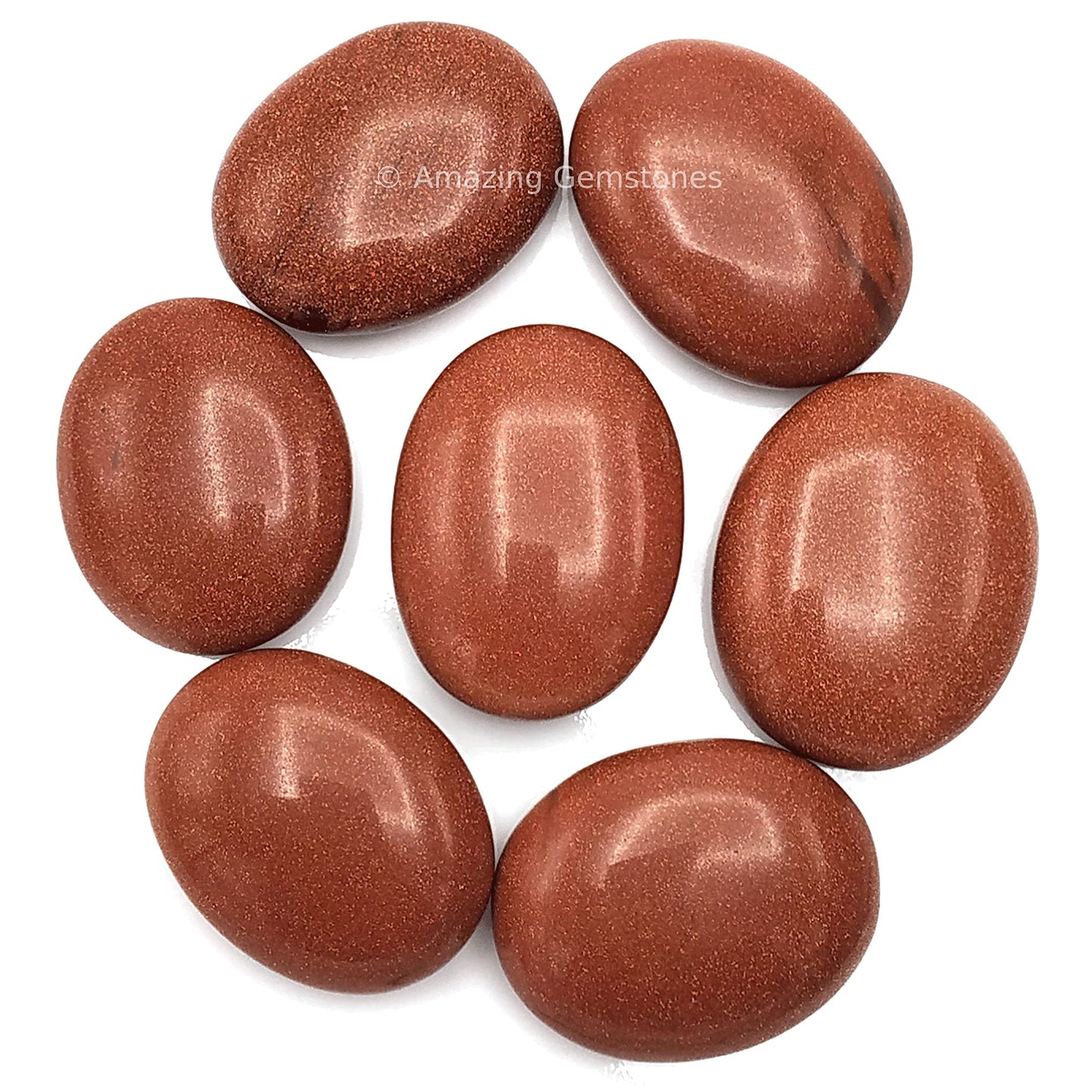 Red Goldstone Palm Stone - Hot Massage Worry Stone For Natural Body Chakra Balancing, Reiki Healing And Crystal Grid