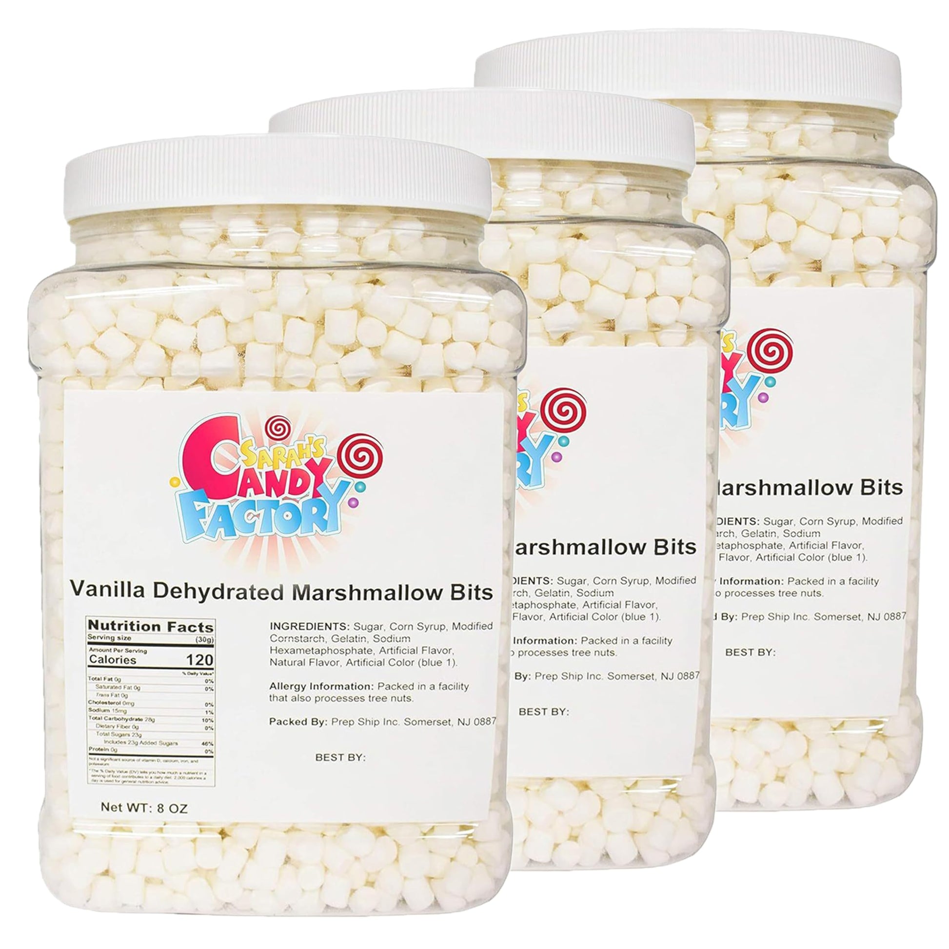 Sarah'S Candy Factory Vanilla Mini Dehydrated Marshmallow Bits In Jar, 8 Oz - Pack 3