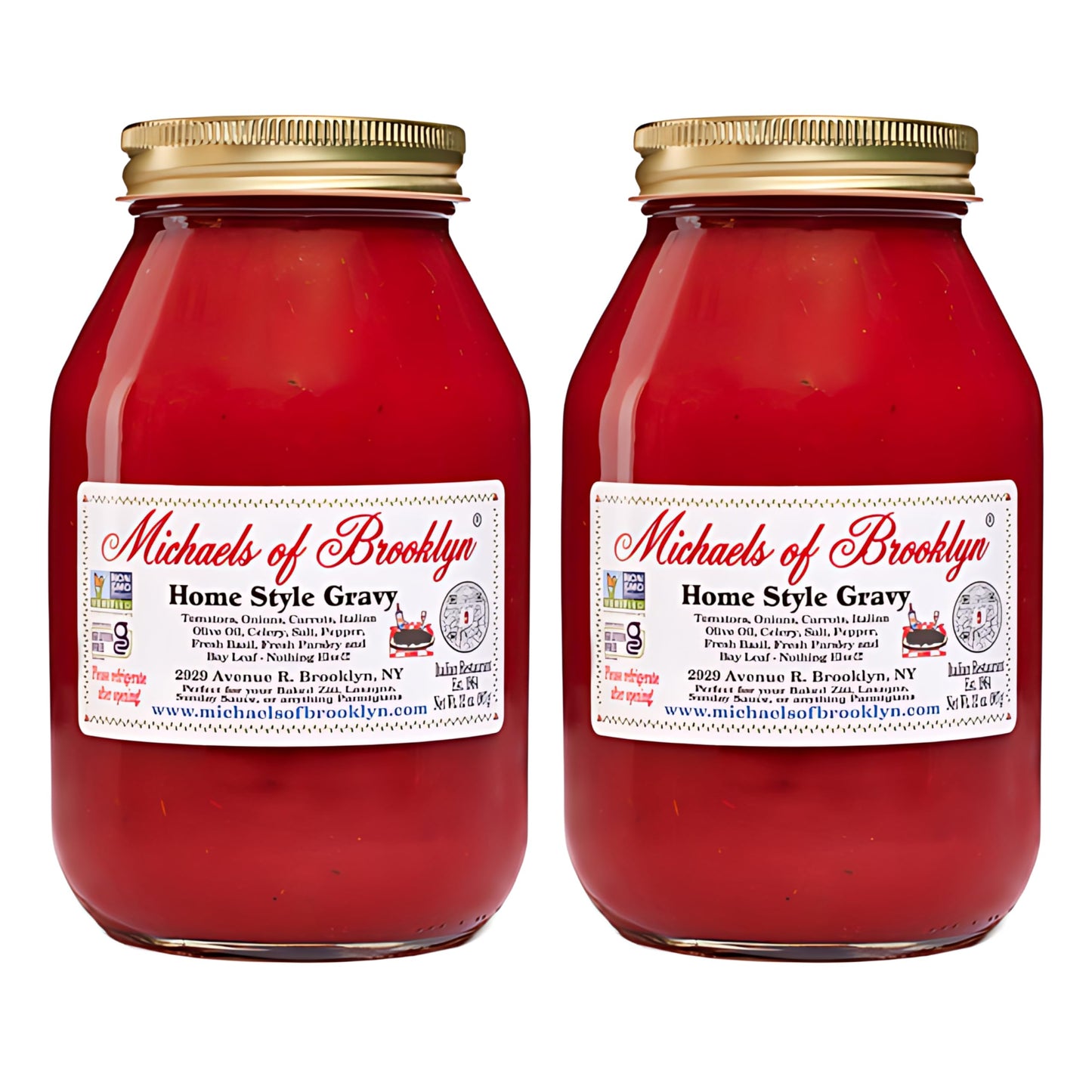 Michael'S Of Brooklyn Homestyle Gravy Tomato Sauce - Non-Gmo, Gluten Free, Made With Fresh Tomatoes, Fresh Basil, Garlic Onions, Olive Oil & Fresh Parsley Pasta Sauce - 32 Oz (Pack Of 2)