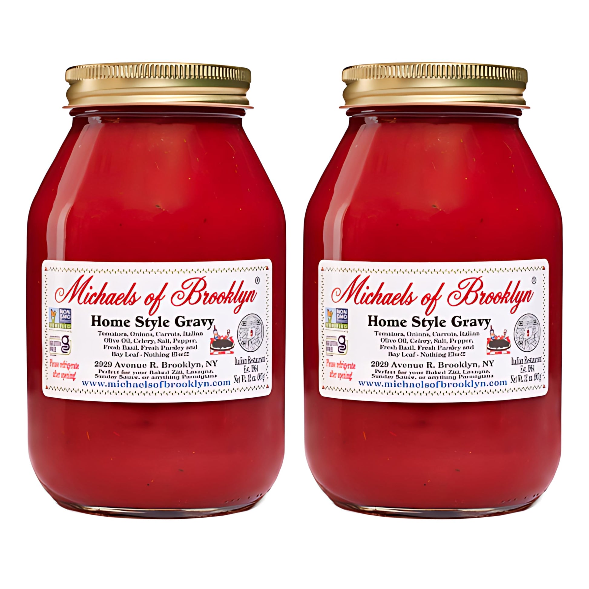 Michael'S Of Brooklyn Homestyle Gravy Tomato Sauce - Non-Gmo, Gluten Free, Made With Fresh Tomatoes, Fresh Basil, Garlic Onions, Olive Oil & Fresh Parsley Pasta Sauce - 32 Oz (Pack Of 2)
