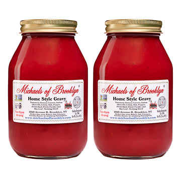 Michael'S Of Brooklyn Homestyle Gravy Tomato Sauce - Non-Gmo, Gluten Free, Made With Fresh Tomatoes, Fresh Basil, Garlic Onions, Olive Oil & Fresh Parsley Pasta Sauce - 32 Oz (Pack Of 2)