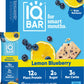 IQBAR Brain and Body Plant Protein Bars - Lemon Blueberry - 12-Count Low Carb - Gluten Free, High Fiber, Vegan Snacks - Low Suga