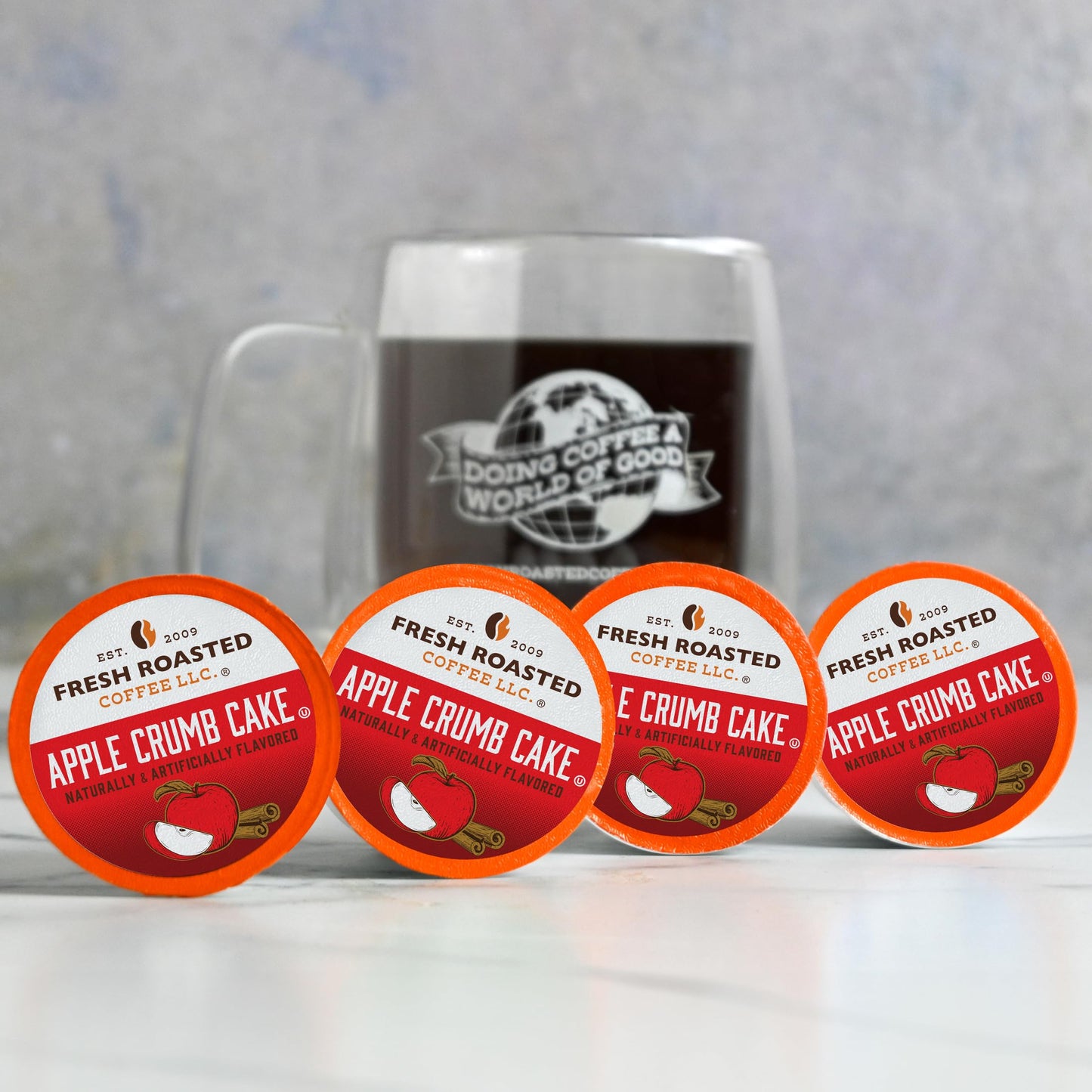 Fresh Roasted Coffee, Apple Crumb Cake, Flavored Coffee Pods, K-Cup Compatible, 24 Count