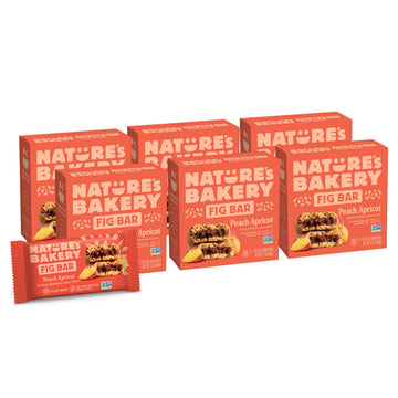 Natures Bakery Whole Wheat Fig Bars, Peach Apricot, Real Fruit, Vegan, Non-GMO, Snack bar, 6 Count (Pack of 6)