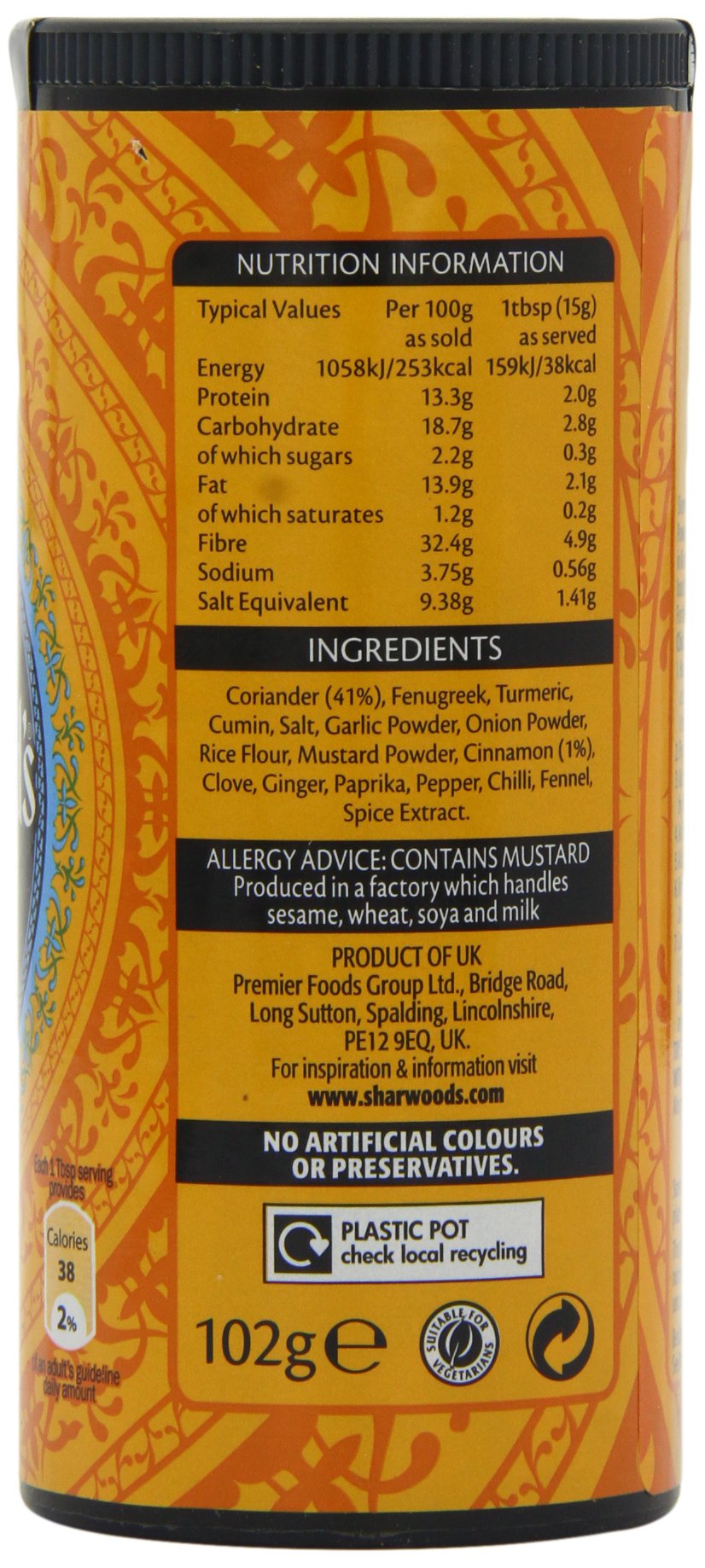 Sharwoods Mild Curry Powder 102 G (Pack Of 6)