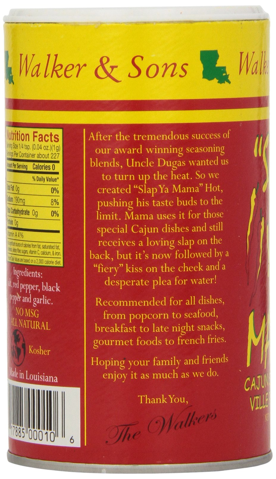 Slap Ya Mama Cajun Seasoning from Louisiana, Hot Blend, No MSG and Kosher, 8 Ounce Can, Pack of 3