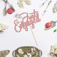Gyufise Engagement Cake Topper, Rose Gold Glitter, Small Size, Model UKZN0552-RG, Paper Material, Wedding Party Decoration
