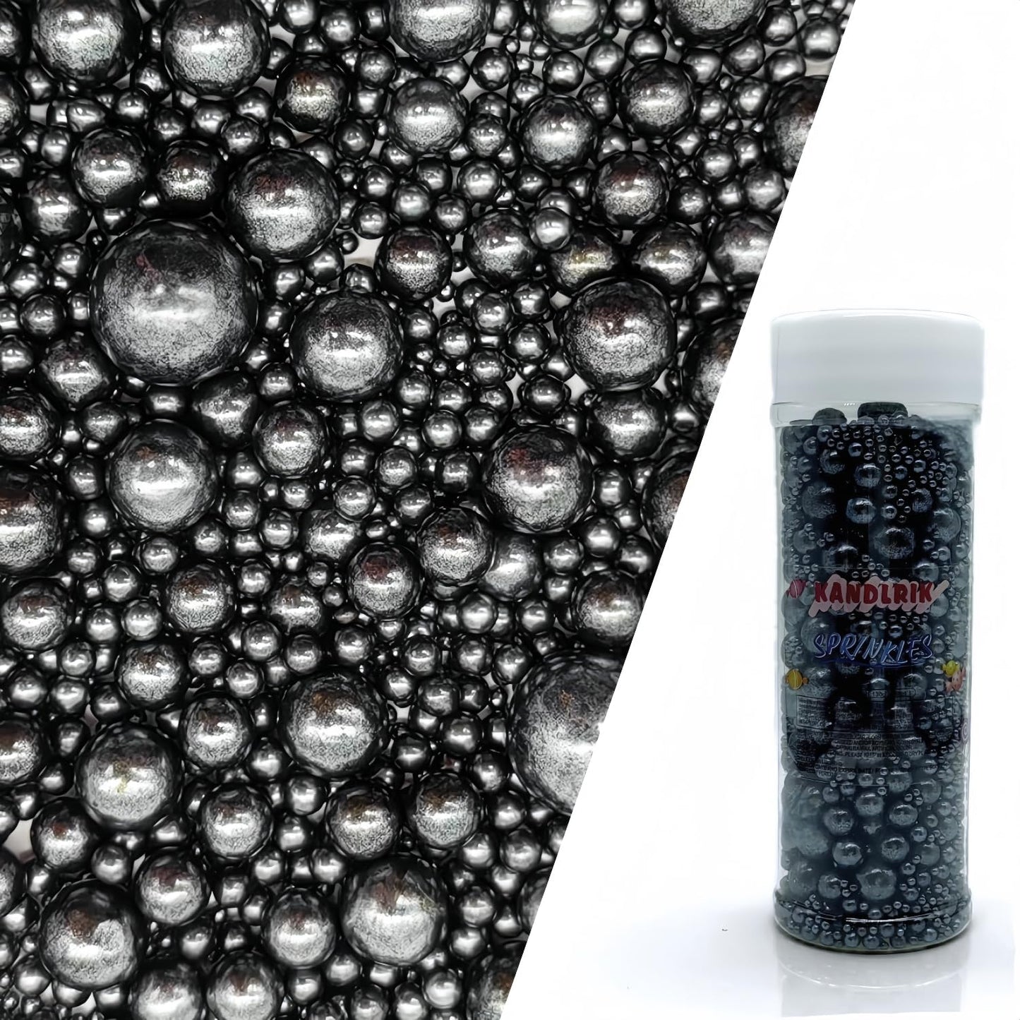 Edible Black Sugar Pearls Sprinkles Candy Mix Size Pearls Cake Decorations Cupcake Toppers Cookie Decorating Perfect for Wedding