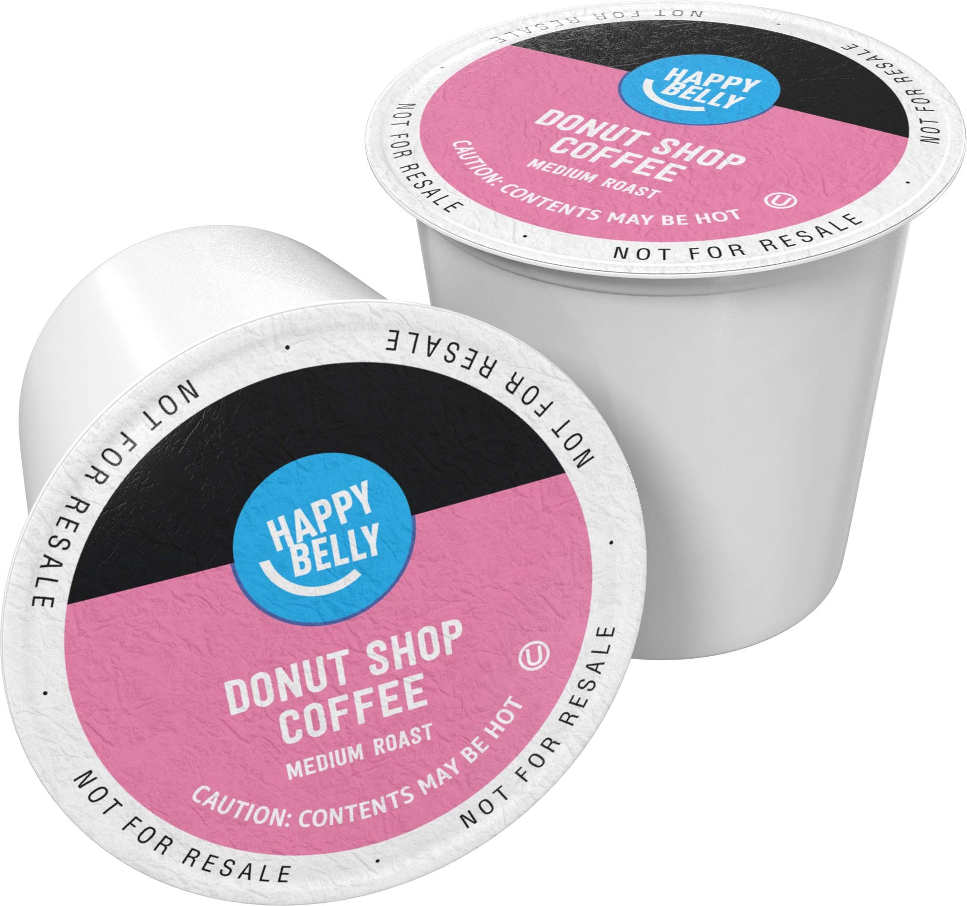 Happy Belly Medium Roast Coffee Pods, Donut Style, Compatible with Keurig 2.0, 100 Count